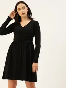 The Dry State Women Black Solid Fit and Flare Dress
