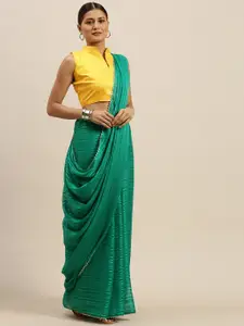 Saree mall Green Georgette Striped Mysore Silk Saree