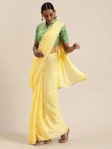 Saree mall Yellow Georgette Striped Mysore Silk Saree