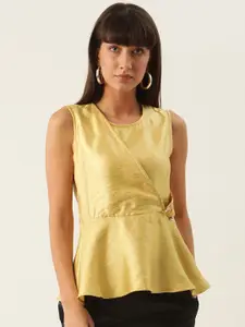 ZOELLA Yellow & Gold-Coloured Solid Wrap Top