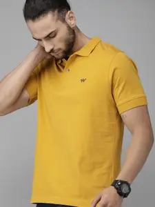 Wildcraft Men Mustard Yellow Solid Off Active 1 Polo Collar Pure Cotton T-shirt
