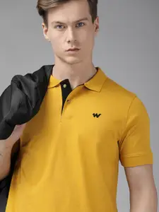 Wildcraft Men Yellow Printed Polo Collar Pure Cotton T-shirt