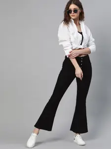 Roadster Women Black Solid Skinny Flare High-Rise Stretchable Jeans