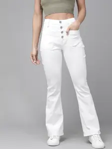 Roadster Women White Bootcut High-Rise Stretchable Jeans