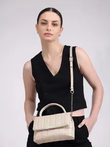 Lino Perros Women Cream-Coloured Quilted Satchel