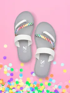 THE MADRAS TRUNK Women White Solid Leather Open Toe Flats