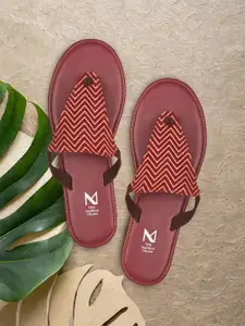 THE MADRAS TRUNK Women Brown Embellished Leather Open Toe Flats