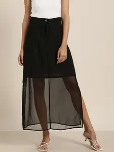 Qurvii Black Maxi A-Line Skirt