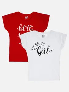 PROTEENS Girls Pack Of 2 Printed Antiviral & Antibacterial Protection Round Neck T-shirt