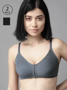 Roadster Women Pack of 2 Solid Non-Wired Non Padded T-shirt Bra RDST-BRA-FAG-01