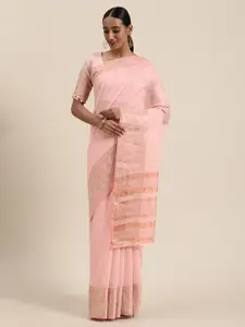 Saree mall Pink Solid Silk Blend Saree