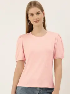 AND Pink Puff Sleeves Regular Top