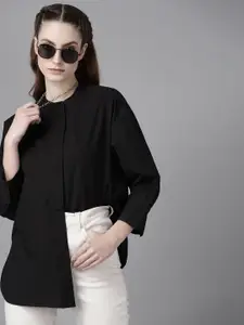 Roadster Women Black Pure Cotton Solid Casual Shirt