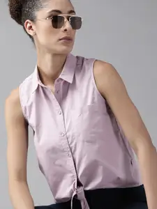 Roadster Women Lavender Cotton Casual Shirt