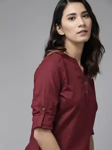 Roadster Women Maroon Solid Shirt Style Top