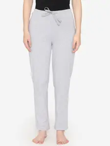 Vami Women Grey Melange Solid Lounge Pants