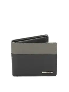 Allen Solly Men Grey Colourblocked Leather Two Fold Lather Wallet