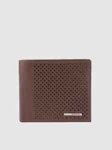 Allen Solly Men Brown Cut Work Detailed Leather Two Fold Wallet