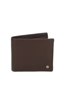 Allen Solly Men Coffee Brown Solid Two Fold Leather Wallet