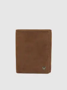 Allen Solly Men Brown Solid Leather Three Fold Wallet