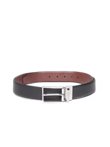 Allen Solly Men Black & Brown Textured Leather Reversible Formal Belt