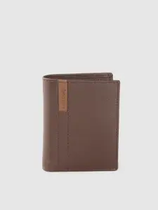 Allen Solly Men Brown Solid Leather Two Fold Wallet