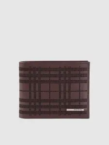 Allen Solly Men Brown Textured Two Fold Leather Wallet