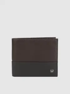 Allen Solly Men Black & Brown Colourblocked Leather Two Fold Wallet