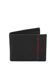 Allen Solly Men Black Solid Two Fold Leather Wallet