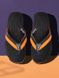 Roadster Women Orange & Black Colourblocked Thong Flip-Flops