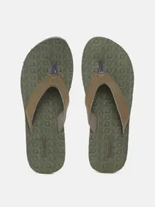 Roadster Women Olive Green Croc-Textured Thong Flip-Flops