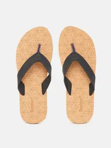 Roadster Women Black & Beige Croc-Textured Thong Flip-Flops