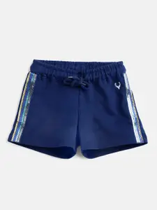 Allen Solly Junior Girls Navy Blue Solid Regular Fit Shorts