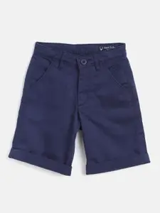 Allen Solly Junior Boys Navy Blue Solid Mid-Rise Cotton Chino Shorts
