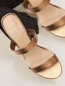 Carlton London Women Bronze-Toned Solid Block Heels