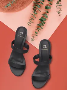 Carlton London Women Black Solid Open-Toe Block Heels