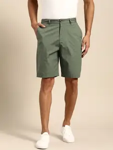 United Colors of Benetton Men Green & Navy Blue Printed Comfort Fit Chino Shorts