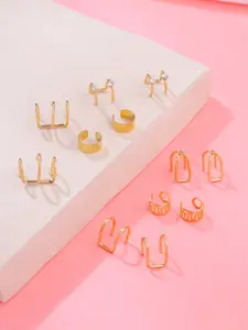 Yellow Chimes Set Of 12 Gold-Toned Ear Cuffs