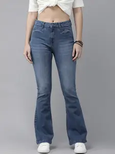 Roadster Women Blue Bootcut Heavy Fade Stretchable Jeans