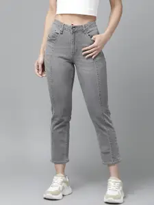 Roadster Women Grey Straight Fit Stretchable Cropped  Jeans