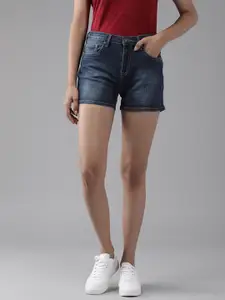 Roadster X DISCOVERY ADVENTURES Women Navy Blue Washed Denim Shorts