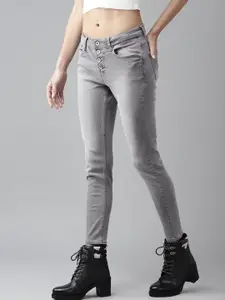 Roadster Women Grey Skinny Fit Light Fade Stretchable Jeans