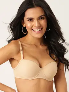 DressBerry DressBerry Beige Solid Non-Wired Lightly Padded Balconette Bra HIPHOP-02