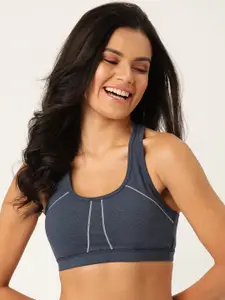 DressBerry Navy Blue Solid Non-Wired Removable Padded Workout Bra 5004-02