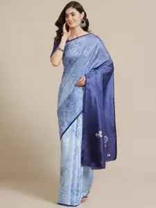 Saree mall Blue & White Printed Saree