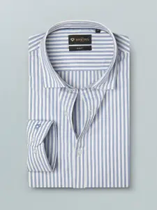 INVICTUS Men Easy Care Blue Bengal Stripes Striped Sustainable Formal Shirt