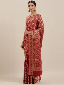 Geroo Jaipur Hand Dyed Red Gharchola Bandhani Silk Sustainable Saree