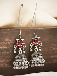 Rubans Gold Plated Oxidised Handcrafted Contemporary Jhumkas