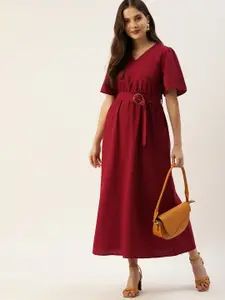 all about you Maroon Midi Dress
