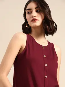 all about you Women Maroon Solid Top